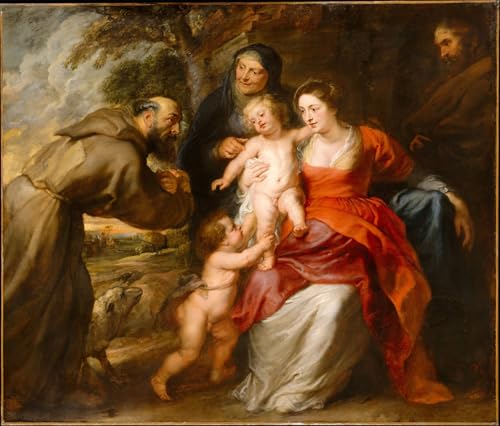Gravure et impression sur toile Rubens de la Sainte Famille, format 60x90cm