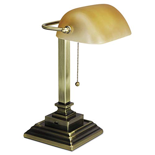 Alera Alelmp517Ab 10 In. W X 10 In. D X 15 In. H Traditional Banker's Lamp With Usb - Antique Brass #TOP2