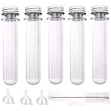 Clear Plastic Test Tubes with Screw Caps, with 3 Funnels, 1 Brush,Gumball Candy Tubes, Bath Salt Containers,Candy Storage Plastic Vials 20pcs (30ML)