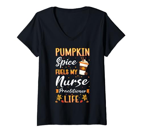 Fall Season Nurse Practitioner Pumpkin Spice Latte Autumn V-Neck T-Shirt