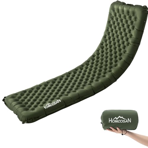 Homcosan Sleeping Pad for Camping, Ultralight Camping Sleeping Pad with Air Pump Sack, Compact & Portable Camping Air Mattress for Hiking, Car Traveling, Beach, Tent (Green) by Homcosan - Used condition - US$38.93