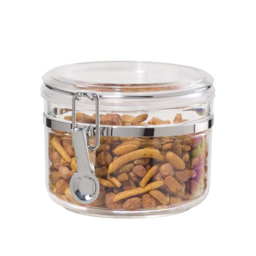 Oggi Clear Canister with Clamp Lid, 28 oz - Large Airtight Food Storage Container, for Kitchen & Pantry Storage of Bulk, Dry Foods Including Pasta, Flour, Sugar, Coffee, Rice, Tea, Spices & Herbs