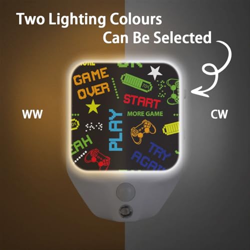 Image of Gamer Gamepad Plug-in Led Night Light with Auto Dusk to Dawn Sensor for Room Decor, Adjustable Brightness Warm White Lights for Hallway,Bedroom, s Room, Kitchen, Stairway