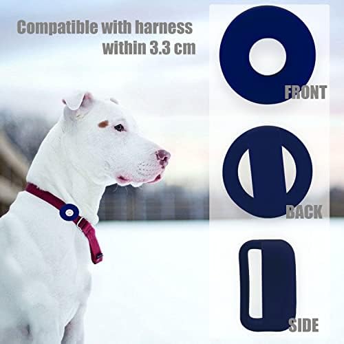 FLIRTARE Airtag Dog Collar Holder, Silicone Pet Collar Case for Apple Airtag, Anti-Lost Air Tag Cover for Luggage and Handbag (Blue/Black)