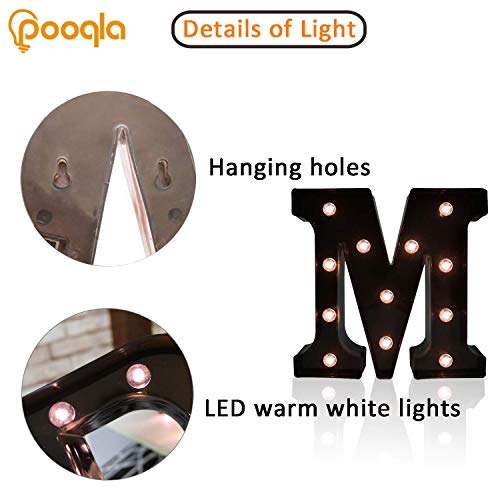 Decorative Led Illuminated Letter Marquee Sign - Alphabet Marquee Letters With Lights For Wedding Birthday Party Christmas Night Light Lamp Home Bar Decoration M, Black #TOP1