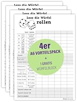 Vorteilspaket 4 x Ersatz Würfelblock + 1 x Gratis Würfelblock, A6, Qualitätspapier, Durchschlagsicher, Made in Germany, umweltfreundlicher Druck