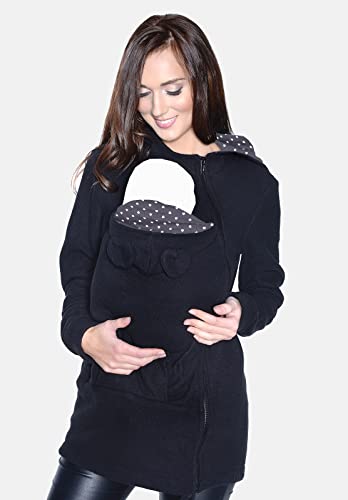 MijaCulture Tragejacke / Fleecepullover für Tragetuch Tragepullover für beide 3073A (42, Schwarz / Grau)