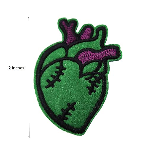 Halloween Diy Anatomical Heart Green Embroidered Iron On Patch Applique #TOP1