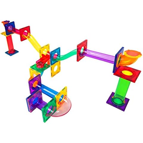 PicassoTiles Marble Run 40 Piece Magnetic Tile Race Track Toy Play Set STEM Building & Learning Early Educational Child Magnet Construction Block Creative Kit Boys & Girls Age 3+ Years Old Toys PTG40 Cover
