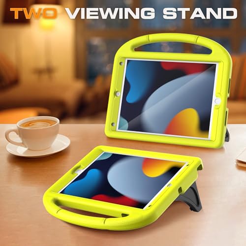 Image of Kids Case for iPad 9th /8th /7th Generation, iPad 10.2 Kids Case with Built-in Screen Protector, Durable Shockproof Handle Stand Protective Cover for iPad 10.2 Inch 2021 /2020 /2019, Yellow