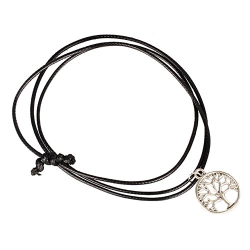 Ularmo New Tree of Life Charm Pendant Choker Necklace Jewellery with Black Cord Ularmo New Tree of Life Charm Pendant Choker Necklace Jewellery with Black Cord