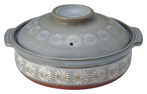 Image of CtoC JAPAN Select 42-21081/2-979753 Earthenware Pot, Gray, No. 8 Deep Pot, 9.8 inches (25 cm), 0.5 gal (2.2 L), Direct Fire, Microwave, Oven Safe