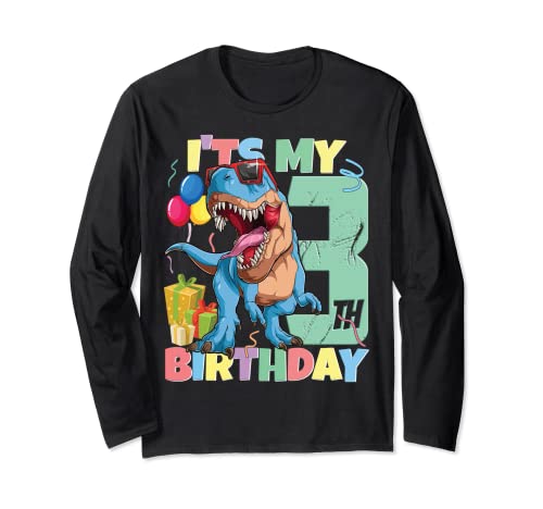 T-Rex 3º cumpleaños niño niña 3 años 2019 dinosaurio Manga Larga