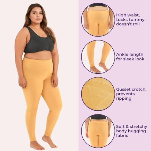 Image of Adira | Plus Size Leggings for Women | Plus Size Leggings for Women | High Waist | Ankle Length | Soft Cotton & Elastane Blend | Non-See-Through | Gusset Crotch Prevents Ripping