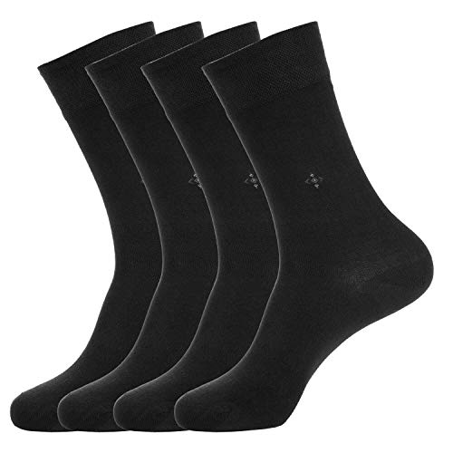 BUHA BAMBOO SOCKS - Mens Bamboo Series - Scented, Seamless, and Soft Bamboo Socks for Men (Men Black Bamboo Socks 4 Pair Set Socks)