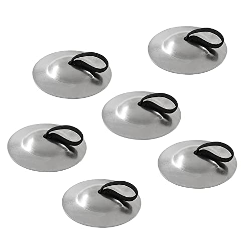 BokWin 6 Pack Iron Finger Cymbals Belly Dancing Finger Cymbals Musical Instrument Mini Cymbals for Dancer Adult(Silver)