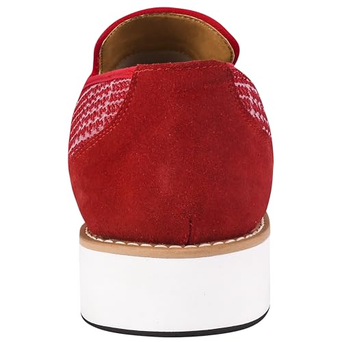 Image of LIBERTYZENO Mens Tuxedo Canvas Textile and Suede Leather Noble Loafers and Slip On Wedding Party Shoes for Easter Gift