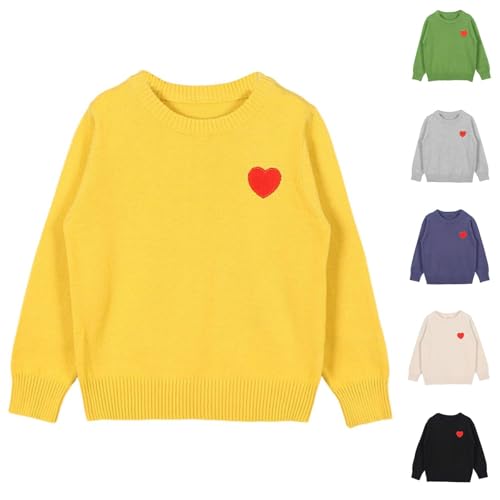 Toddler Boys Girls Cute Heart Basic Sweaters Crewneck Long Sleeve Kids Fall Winter Knit Pullover Jumper Tops for 1-7 Years2