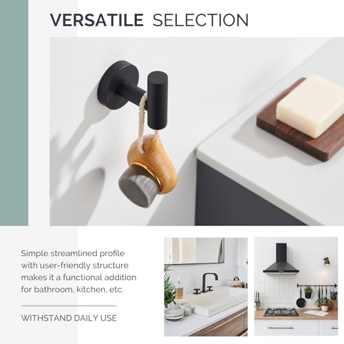 Image of Angle Simple Bathroom Towel Hook, Robe Coat Hook for Wall, Matte Black