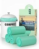 AYOTEE 100% Compostable Trash Bags, Small Compost Bags 1.3 Gallon 100 Count, Small Trash Bags Compostable Bags for Kitchen Compost Bin, Meeting ASTM Standards (5L,Green)