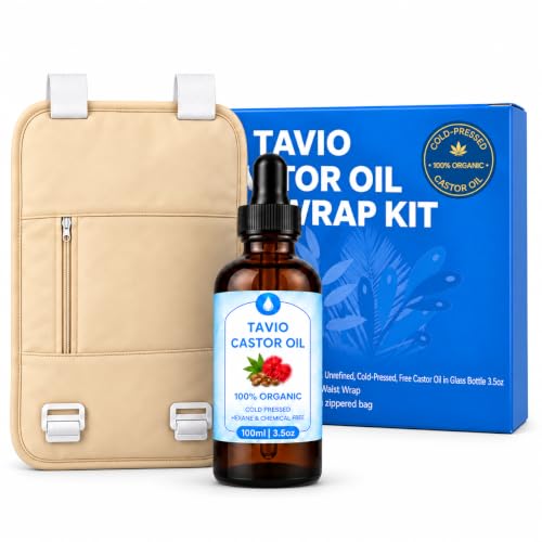 TAVIO Castor Oil Pack, Reusable Cotton Flannel Waist Wrap, 3.5 Fl Oz
