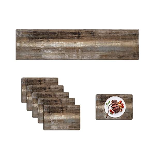 Mcalk dark brown table runner and placemats set of 6 pieces brown placemat cloth place mats indoor for kitchen washable abstract placemats linen material for dining table  urban country home decor