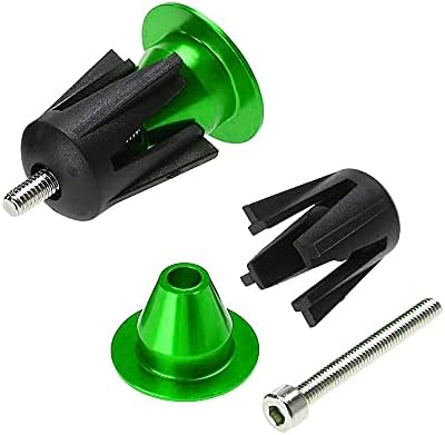 QitinDasen 2 Pairs Bike Handlebar End Plugs, Aluminum Bicycle Bar End Caps, for Road Bike, MTB, BMX (Silver + Green)