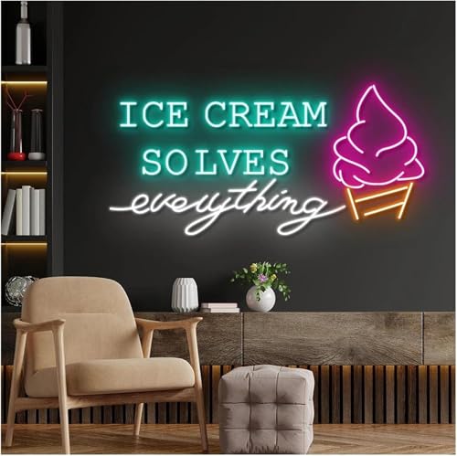 Lumières néon décoratives Ice Cream Solve Everything 30cm, lampe LED murale