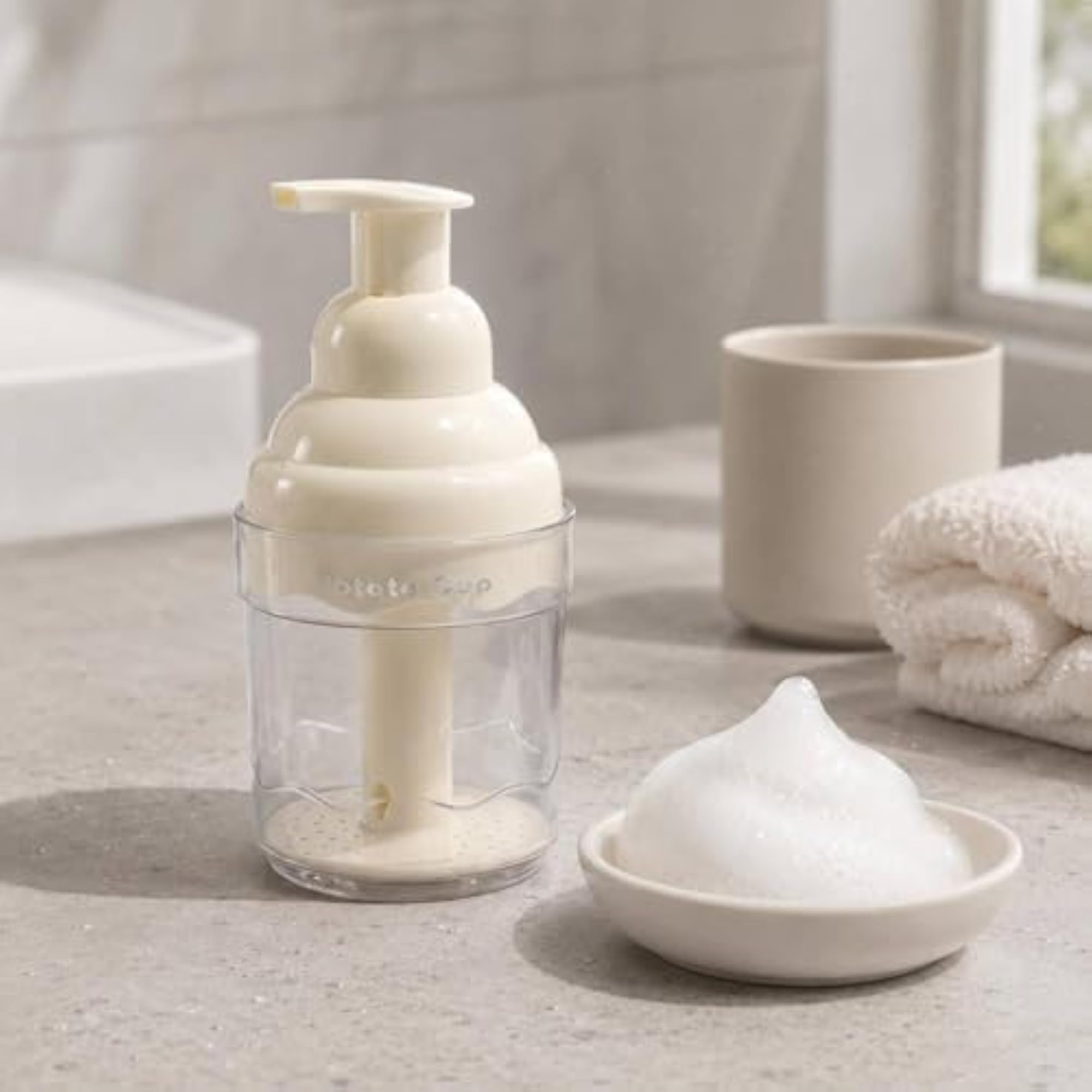 Hand-Pressed Foaming Pump Bottle, Transparent