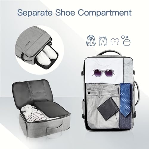 Gieury 55L Carry On Backpack, Extra Large Travel Backpack for Men & Women, Expandable Big Capacity For Airplanes, Travel Gifts for Men Women, Fits 18.4 Inch Laptop, Luggage Suitcase Daypack Bag, Grey by Gieury - Image 2