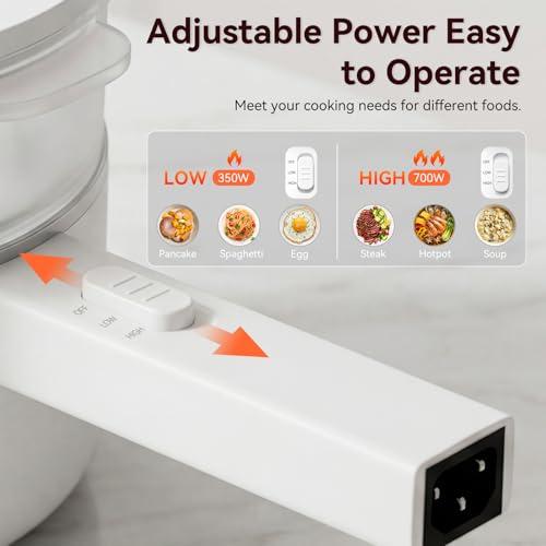 Olayks Electric Hot Pot with Steamer, 1.5L Ceramic Glaze Non-stick Portable Pot, Dual Power Multi-functional Electric Cooker, Suitable for Steak, Pasta, Hot Pot, Ramen, Electric Pot for Dorm by Olayks - Image 4