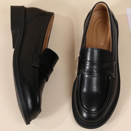 Image of Loafers for Women Black Penny Loafer Business Casual Shoes Women's Loafers & Slip-Ons Ladies Flats Comfortable Dressy