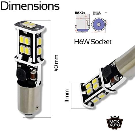 MCK Auto  H6W BAX9s LED Canbus Bulbs Sidelight White Very Bright and Without Errors Compatible with F20 F30 F34 GT A3 CC - GA2R1  Transform Your Ride