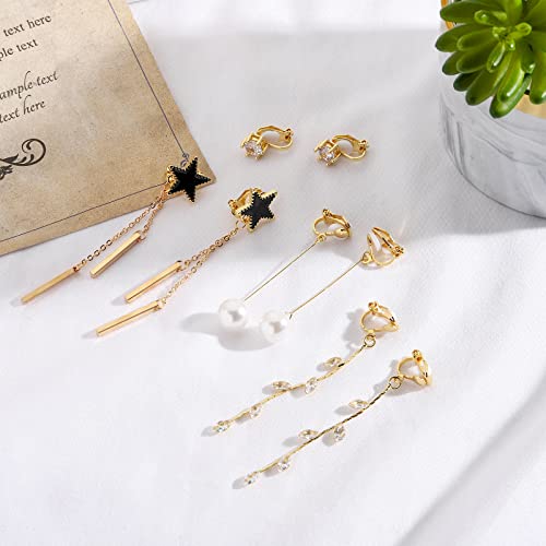 Newitin 16 Pairs Clip On Earrings For Women Drop Earrings Multiple Cute Earrings Charming Fashion Earrings Non Piercing Clip On Earrings For Girls #TOP2