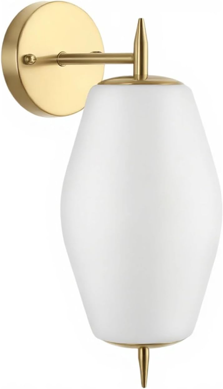 Wall Sconce Light,Modern Sconces Wall Lighting in Aged Brass,1 Light Bathroom Vanity Lighting with Opal Glass Shade,Gold Wall Lamp for Bedroom,Hallways.