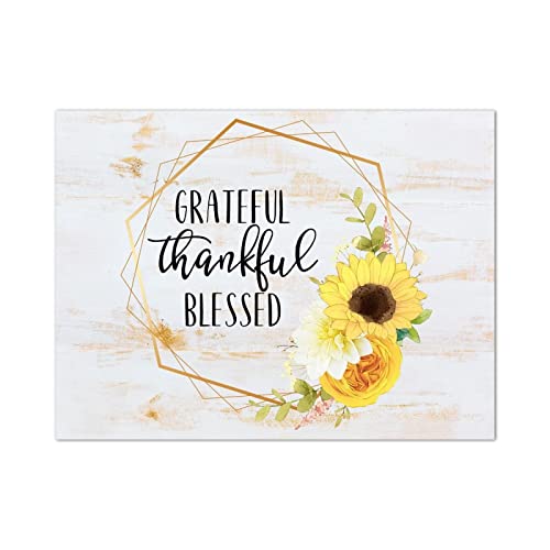 Plaque en bois Grateful Thankful Blessed pour exprimer votre gratitude