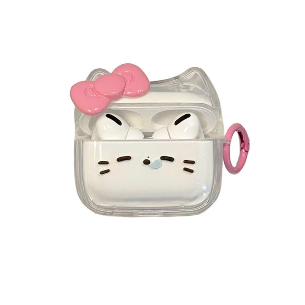 Transparent Clear Earphone Case for AirPods 4 Cute Lovely Cat Face Soft TPU Silicone Case Kitty Ear AirPods