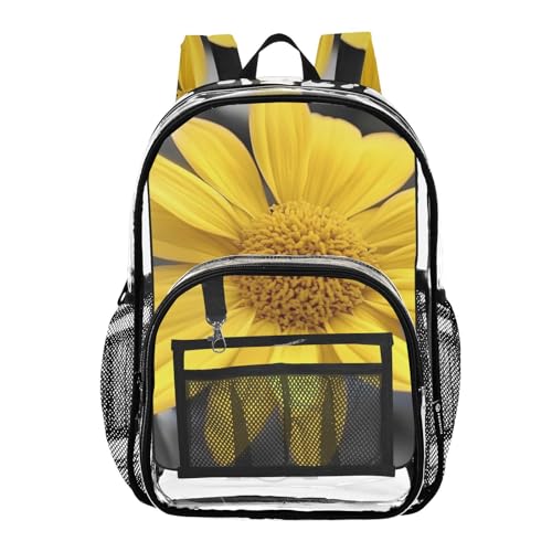 Clear Backpack Flower Butterfly Art, PVC Transparent Bag with Large Capacity for Boys, Girls, Men, Women, See Through Bookbag for School Work College Travel
