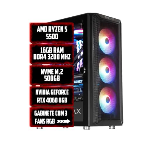 Pc Gamer com Ryzen 5 5500 e RTX 4060 (8GB)