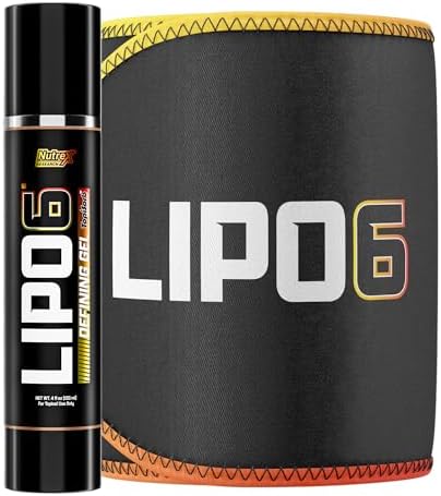 Nutrex Research Lipo 6 Defining Gel Fat Burner with Waist Trimmer Sweat and Fat Burning Cream For Women and Men with Sweat Belt Bundle
