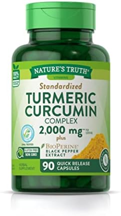 Nature's Truth Turmeric Curcumin Capsules | 2000mg | 90 Capsules | with 95% Standardized Curcuminoids and Bioperine | Non-GMO, Gluten Free Supplement