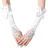 White Rhinestoned Gloves