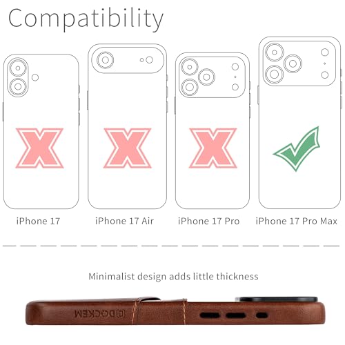 Dockem Card Case for iPhone 17 Pro Max with Magnetic Mounting Plate, Camera Control Button, Wallet with 2 Holder Slots: M2 Exec Premium Synthetic Leather (Brown) by DOCKEM - Used condition - Image 2