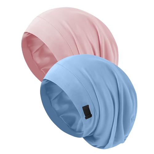 Image of ZHENSILK Silk Bonnet for Sleeping Women, Adjustable Silky Satin Lined Sleep Cap, Silk Hair Wrap Slouch Beanie Hat