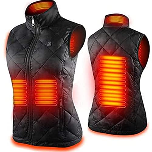 JXING Women's Heated Vest, Rechargeable Warm Sports Jacket, Winter Washable Suitable for Outdoor Skiing, Hiking, Hunting, Fishing, Camping, Black, XL, Noir, L Cover