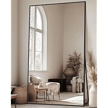 Antok Full Length Mirror, 72"x44" Floor Mirror, Floor Standing Freestanding Full Body Mirror with Stand for Bedroom, Hanging Mounted for Living Room Cloakroom, Black
