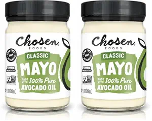 Chosen Foods 100% Avocado Oil-Based Classic Mayonnaise, Gluten & Dairy Free, Low-Carb, Keto Diet Friendly, 12 fl oz (Pack of 2)