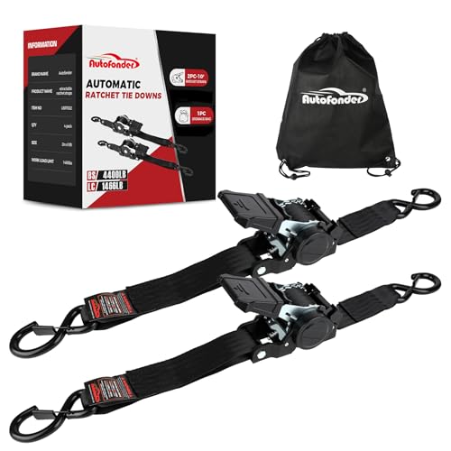 Autofonder Retractable Ratchet Straps 2-Pack, 2inx 10ft Heavy Duty by Autofonder - Used condition - US$59.79
