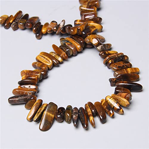 Cuentas de ojo de tigre natural en forma de diente largo para hacer collares de 10-24mm 3