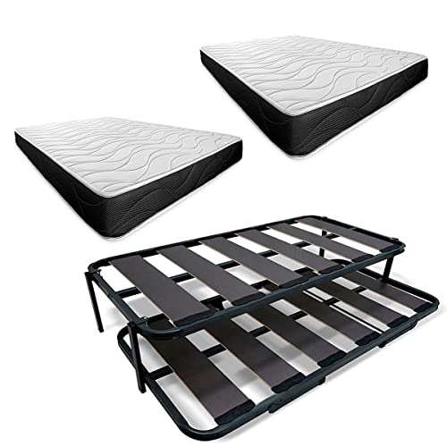 Somnia Descanso Completa con 2 Colchones Bombay (Cara Invierno/Verano) + Cama Nido Reforzada, 90 x 190, Acero aleado, 90 x 190 cm Cover